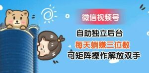 微信视频号自助独立后台每天躺赚增多可矩阵操作解放双手-秀新品副业项目网