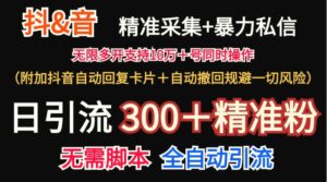 抖音采集 无限暴力私信机日引流300＋（附加抖音自动回复卡片＋自动撤回规避风险）-秀新品副业项目网