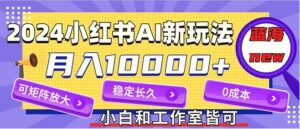2024最新小红薯AI赛道,蓝海项目,月入10000 ,0成本,当事业来做,可矩阵-秀新品副业项目网