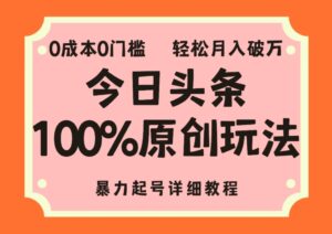 头条100%原创玩法，暴力起号详细教程，0成本无门槛，简单上手-秀新品副业项目网