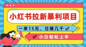 小红书拉新暴利项目，一单15元，日赚几千小白轻松上手-秀新品副业项目网