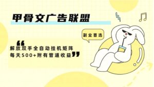 甲骨文广告联盟解放双手全自动挂机矩阵每天500 附有管道收益-秀新品副业项目网