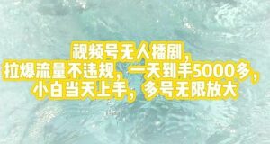 视频号无人播剧，拉爆流量不违规，一天到手5000多，小白当天上手-秀新品副业项目网