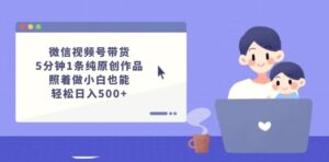 微信视频号带货,5分钟1条纯原创作品,照着做小白也能轻松日入500-秀新品副业项目网