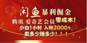 闲鱼全新暴力掘金玩法,官方正品影视会员无成本渠道!-秀新品副业项目网