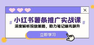 小红书薯条推广实战课:深度解析投放策略,助力笔记曝光飙升-秀新品副业项目网