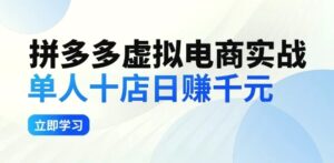 拼多多虚拟电商实战：单人10店日赚千元，深耕老项目，稳定盈利不求风口-秀新品副业项目网