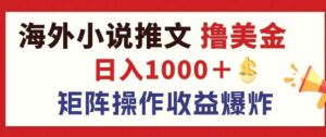 最新海外小说推文撸美金,日入1000+蓝海市场,矩阵放大收益爆炸-秀新品副业项目网