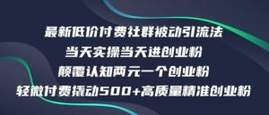 最新低价付费社群日引500 高质量精准创业粉，当天实操当天进创业粉-秀新品副业项目网