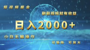 短视频掘金，刷刷视频就有收益.小白无脑操作，日入2000-秀新品副业项目网