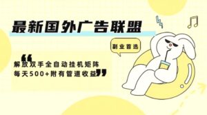 最新国外广告联盟解放双手全自动挂机矩阵每天500 附有管道收益-秀新品副业项目网