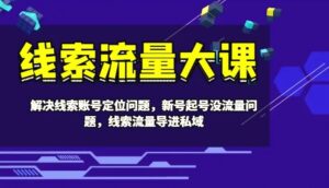 线索流量大课解决线索账号定位问题，新号起号没流量问题，线索流量导进私域-秀新品副业项目网
