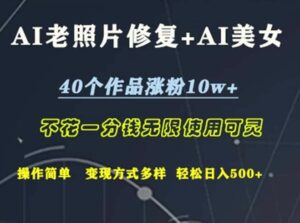 AI老照片修复 AI美女玩发40个作品涨粉10w 不花一分钱使用-秀新品副业项目网